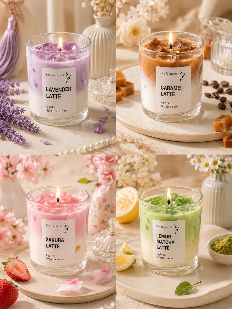 Long-Lasting Coffee Scented Candles, Caramel, Lavender, Coconut, Lemon, Soothing And Stress-Relieving, Long-Lasting Air Freshener, Suitable For Home, Bedroom, Bathroom, Wedding, Souvenir, Valentine's Day, Mother's Day, Music Festival, Birthday, Graduation Decoration - Multi Scents - View 1