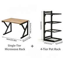 2 Pieces Kitchen Storage Set: Microwave Shelf + 4-Tier Pot Rack. Sturdy Iron Frame With Strong Load Capacity, Layered Storage Frees Countertop Space, Wear-Resistant And Easy To Assemble. - A - View 11