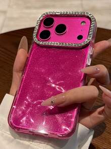 Casing Ponsel Transparan dengan Hiasan Berlian Imitasi Berkilau dan Efek Gelombang Air, Kompatibel dengan iPhone 17ProMax 17Pro 17 16 15 13 Pro Max, Casing Mewah Mengkilap dan Tahan Guncangan - Clear - View 2