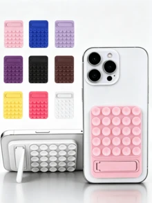 2-In-1 Silicone Suction Cup Phone Back Sticker Stand, Multi-Functional Adhesive Phone Holder, Portable Slouchy Desktop Phone Stand For Watching Movies, Multiple Colors Available - Multicolor - View 11