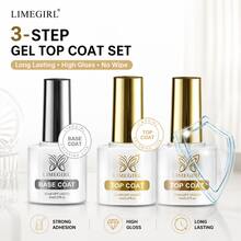 LIMEGIRL 2件組免擦頂層膠與底層膠套組，亮面長效浸泡式卸除，相容LED美甲燈，鎖色亮澤美甲設計，適合女性，8ml - A02+A03 - 查看 13