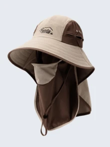CAMEL CROWN Unisex Outdoor Summer Breathable Sun Hat, Jungle Bucket Hat With Face Mask For Hiking Cycling - Light Khaki/Ranger Brown - View 1