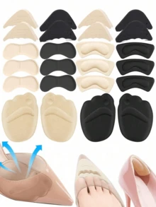 4 Pairs Soft Sponge Heel Pads, Breathable Fabric Waterproof Heel Cushions With Strong Self-Adhesive Backing, Ergonomic Curve Non-Slip Heel Buffers, Unisex, Suitable For Plus Size Shoes, Stilettos, Sneakers And Leather Shoes, Essential Accessory To Protect Feet From Friction Damage.Heels, Shoe Accessories, Travel - Multicolor - View 1