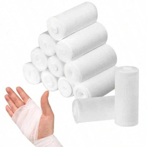 10/20 Rolls Elastic Gauze Bandage Breathable Bandage Mummy Wrap Bandage Suitable For Arms, Legs, Waist, Etc. Elastic Stretch Design