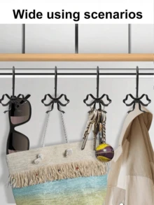12pcs Metal Bowknot Shower Curtain Hooks, Decorative Bathroom Shower Curtain Rings Curtain Hooks - Multicolor - View 5