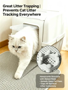 1pc Double Layer Thickened EVA Cat Litter Mat, Washable, Anti-Tracking, Anti-Splashing, Cat Paw Pad, Cat Litter Box Supplies - Khaki - View 2