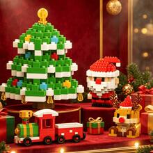 Christmas Micro Particle Building Blocks, Santa Claus Snowman Christmas Tree Reindeer Assembly Blocks, Children's Educational Handmade Puzzle Toys, Holiday Gift Small Decor - Multicolor - View 7