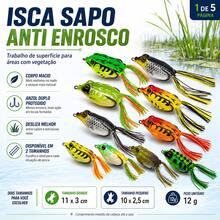Kit com 5 Iscas Frog Grandes para Traíra, Corpo Macio, Cores Sortidas, com Estojo - Kit 5 Grandes – Cores Sortidas com Estojo - Visão 3