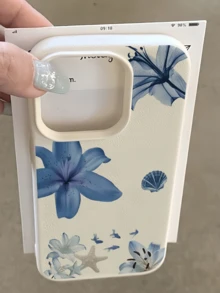 1件 白色與藍色魚與百合極簡風格個性化 TPU 防震全包覆手機殼，適用於 Apple 17 16 15 14 13 12 11 Pro Max Air 及系列 - 彩色 - 查看 1