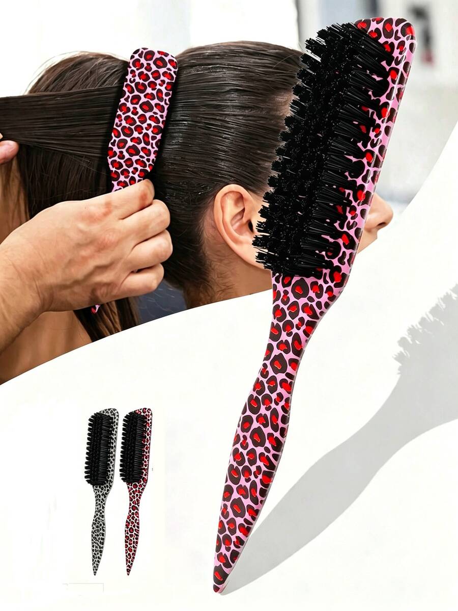 1pc Leopard Print Pointed-Tail Soft Smooth Anti-Static Bristles, Durable Lightweight ABS Material For Effortless Detangling. Suitable For Daily Hair Styling And Grooming, Portable Design Ideal For Home, Salon And Travel Hair Care Use.