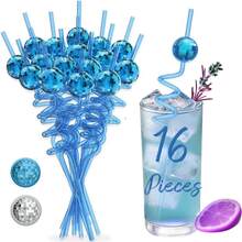 16pcs Reusable Disco Ball Straws, 70s Disco Party Decoration Mirror Ball Spiral Pattern Straws, Assorted Spiral Pattern Straws, Suitable For Bachelorette Party, Holiday, Wedding, Birthday Party Decoration, Party Supplies - Multicolor - View 20