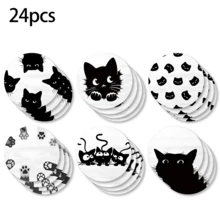 6pcs, Cat Pattern Printed Diatomaceous Earth Coasters, Absorbent Drink Coasters, Coffee Cup Coasters, Mug Coasters, Tea Cup Coasters, Desktop Protection Pads, Suitable For Dining Table, Coffee Table, Bar Counter And Office Desk Decoration - Multicolor - View 12