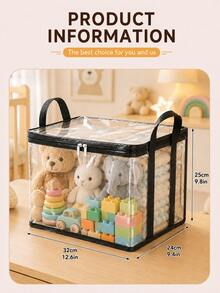1/2/3/4 pezzi Borse di stoccaggio pieghevoli trasparenti e impermeabili anti-polvere per la camera del bambino, Scatole di stoccaggio per forniture e giocattoli per bambini con coperchio a ribalta, Borse di stoccaggio pieghevoli trasparenti anti-polvere da scrivania - nero - Visualizzare 8