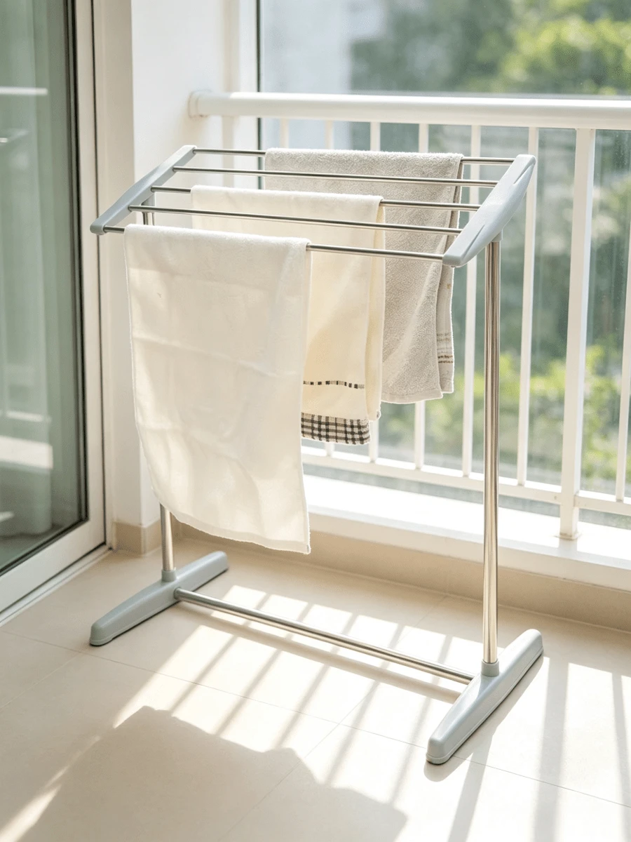 1pc Freestanding Metal Drying Rack - Foldable Multi-Bar Towel Drying Rack, Space-Saving, Sturdy And Durable, Movable Clothes Drying Rack, Suitable For Balconies, Bathrooms, Indoor And Outdoor Use - Multiple Specifications - View 1