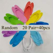 40/20 Pairs Disposable Foam Pedicure Slippers - Unscented Universal Flip-Flops For Foot Care, Nail Salons, Spas, Showers, And Beach Use - Multicolor - View 8