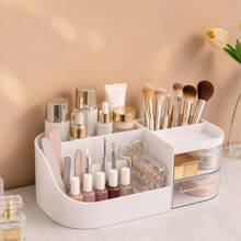 1pc Modern Cosmetic Storage Box With Transparent Drawer, Large Capacity Makeup Organizer, Suitable For Vanity, Bedroom And Bathroom - Multicolor - View 4