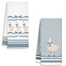 2pcs, Blue Bowtie Goose Pattern Kitchen Towels, Soft Absorbent Household Kitchen Cleaning Cloths, Machine Washable, Reusable, Housewarming Home Decor Gift, Kitchen Accessories. - A - View 11