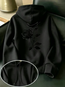 1 Men's Hoodie: Cotton-Polyester Blend, Exquisite Print, Suitable For Outdoor Use In Autumn And Winter. - 黑色 - 查看 1