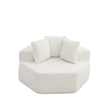 A Hexagonal Armchair In A Modern Style, Characterized By Versatile Combination Options And A Modular Design; This Chenille-Upholstered Sofa Is Ideal - 米色 - 查看 3