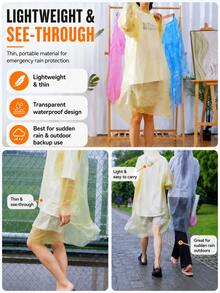 7-Pack Disposable Rain Ponchos, 7 Colors, Ultra-Lightweight Waterproof Hooded Raincoats, Compact Emergency Rain Gear, Theme Park Essentials, Travel Essentials, Summer Travel Essential For Camping, Festivals, Outdoor Events & Commuting - Multicolor - View 6