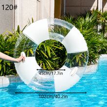 Inflatable Swimming Ring With Handle, Adult Pool Float Ring, Striped Swimming Ring, Suitable For Teenagers And Children, Summer Beach Party - White - View 10