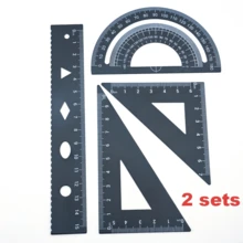 Ensemble multi-outils de dessin en métal avec boîte de rangement, ensemble multifonction de règle de mesure pour étudiants - Multicolore - Voir 8