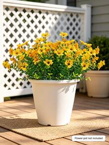 6 Bunches Autumn Decorative Artificial Flowers, UV-Resistant Silk-Like Plastic Daisy Plants, Suitable For Indoor/Outdoor, Yard, Porch, Autumn Decor, Garden, Balcony, Windowsill, Home Decoration - Orange - View 12