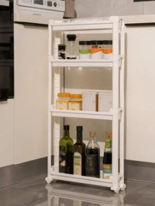 HOUSHELIF Carrito estrecho de 9,5 cm/3,74 pulgadas para cocina y baño, estantería de almacenamiento con ruedas y cerradura para espacios pequeños - Multicolor - Ver 5