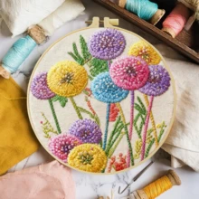 1套初學者刺繡套裝，尺寸20x20cm/7.9x7.9in，花卉圖案，包含刺繡布料、說明書、刺繡框、針與線，適合作為送給朋友或家人的禮物，也可用於居家裝飾或辦公室 - CXP1032-20X20 - 查看 12