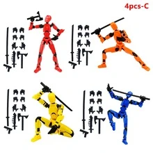 [DUMMY 13 Printable Connectable Figure 2023 Licensed Under CC By 4.0]4PCS-Multi-Color T13 Action Figure Set, 3D Printed Toy Lucky Dummy 13 Desktop Decoration, Multi-Joint Movable, Multiple Poses Freely Adjustable, Christmas Birthday Gift For Boys And Girls (Assembly Required) - Multicolor - View 13