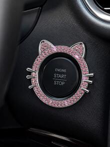 1pc Crystal Rhinestone Car Engine Start Stop Decorative Ring, Women's Shiny Car Accessory, Push Start Button, Key Ignition Starter And Knob Shiny Ring - A - View 16