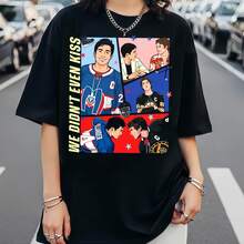 Heated Rivalry Unisex Short Sleeve Graphic T-Shirt, Casual Style, Distressed Effect, For Comic And Hockey Fans, Multi-Panel Design, Heated Rivalry - 黑色 - 查看 1