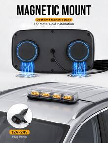 GLANBERT [Upgraded Version] 48 LED Roof Top Strobe Light, High Visibility Emergency Safety Warning LED Mini Strobe Light Bar With Magnetic Base, Suitable For 12-24V Snow Plow, Truck, Construction Vehicles - Multicolor - View 11