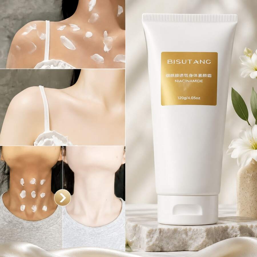 120g Niacinamide Body Cream, Moisturizing Full Body Lotion - Waterproof, Sweatproof, Non-Sticky Concealer, Contains Niacinamide And Glycerin, Suitable For All Skin Tones Light Beige, Gift For Mom And Bestie - 白色 - 查看 1