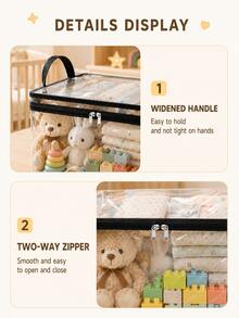 1/2/3/4 pezzi Borse di stoccaggio pieghevoli trasparenti e impermeabili anti-polvere per la camera del bambino, Scatole di stoccaggio per forniture e giocattoli per bambini con coperchio a ribalta, Borse di stoccaggio pieghevoli trasparenti anti-polvere da scrivania - nero - Visualizzare 7