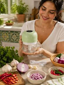 Electric Garlic Beater & Garlic Stamper - Blue - View 2