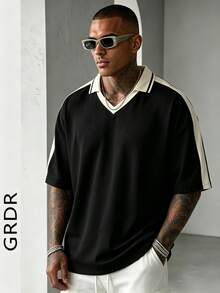 GRDR Men's Summer Casual Short Sleeve T-Shirt, Fashionable Minimalist Solid Color Short Sleeve Suitable For Running And Daily Wear - Black - View 6