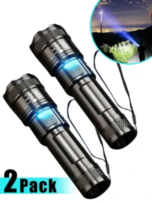 1/2/4/6pcs Portable 8000W Flashlight With Reverse Charging For Phones, High Capacity 1200mAh Lithium-Ion Battery, Super Bright Spotlight And Floodlight, Adjustable Focus, 4-Level Battery Indicator, Rechargeable Via USB, Suitable For Camping, Hunting, Fishing, Hiking, LED String Lights For Mother's Day, Eid, Back To School, Christmas, Halloween, Festival Party Lighting Decorations - Battery Level Indicator Flashlight - View 15