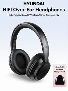 HYUNDAI HY-T02MAX 包耳式藍牙耳機附收納袋，5.4 HIFI 高保真音質、深沉低音、精準降噪、低延遲，適用音樂、運動、遊戲、商務，長效續航，相容手機與平板電腦 - 黑色+收納袋 - 查看 12