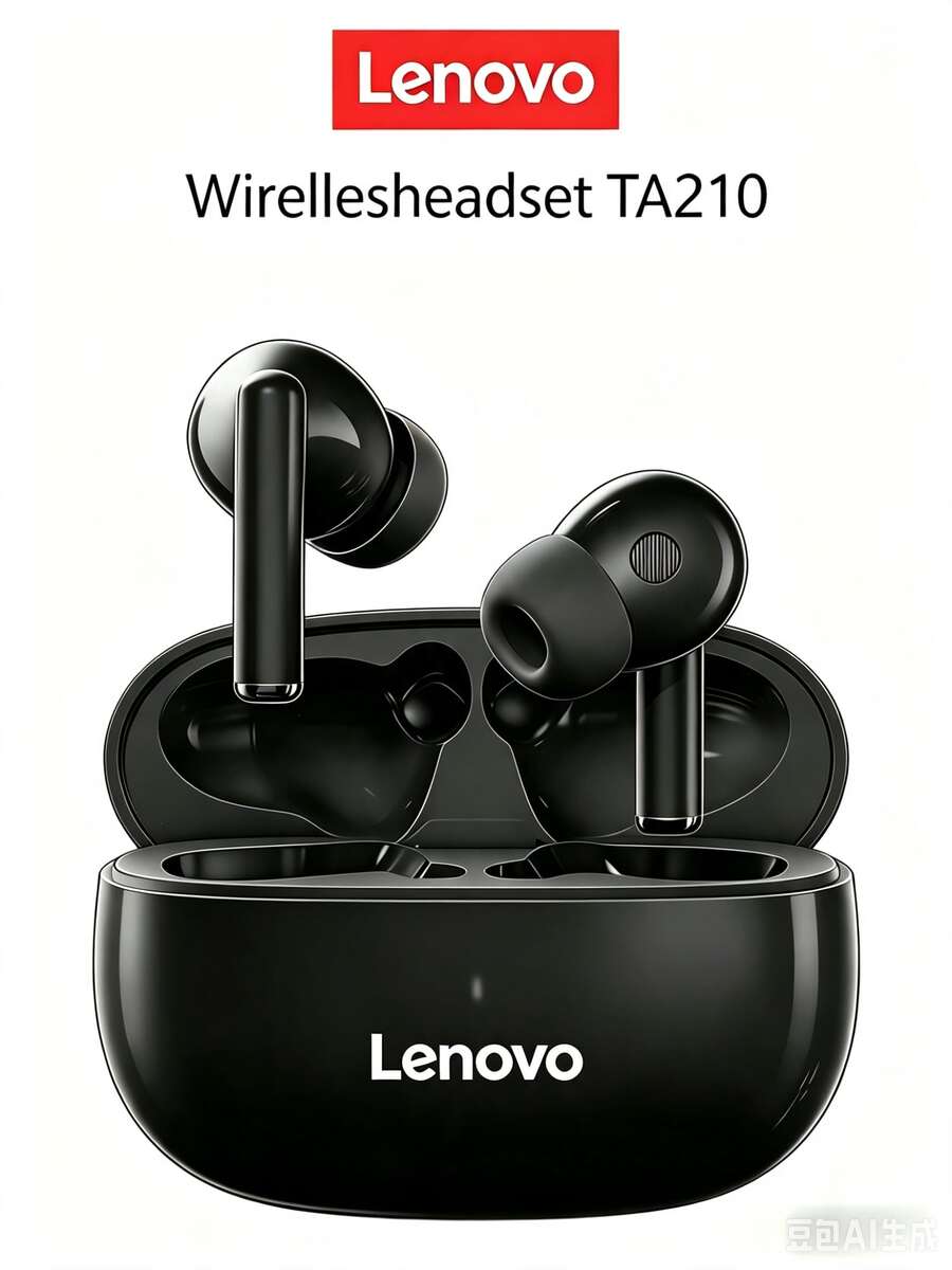 Lenovo TA210 无线蓝牙耳机 - 超长续航,入耳式运动耳机,ENC 主动降噪,四麦克风智能通话降噪,白色/月光白,黑色 - 礼品设计 - 黑色 - 查看 1