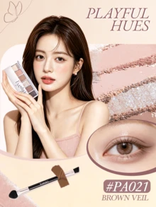 Paleta de sombras de ojos nude de 6 colores Eunarz, adecuada para uso diario, mejor opción para primavera/verano, regalo de cumpleaños ideal, alta saturación de color, color óptimo - #PA021 VELO MARRÓN - Ver 3