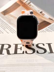 1pc Dual-Color Pumpkin Pattern Silicone Watch Band, Suitable For Halloween, Thanksgiving, Men And Women, Fashionable Holiday Gift, Compatible With Apple Watch 38mm 40mm 41mm 42mm 44mm 45mm 46mm 49mm, Suitable For Apple Watch Series Ultra SE S11/S10/SE/8/7/6/5/4/3/2/1, Daily Sports Waterproof Casual Watch Band Accessory - Multicolor - View 6