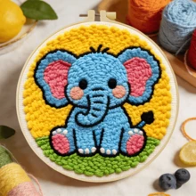 DIY Punch Needle Embroidery Starter Kit, Includes Punch Needle, Yarn, Instructions, Embroidery Hoop And Pre-Printed Fabric (Cat/Panda/Dog), Creative Handmade Wall Decor Or Gift, 2D Printed Punch Needle Embroidery Beginner Set, 20x20cm (7.87x7.87in) - A - View 6