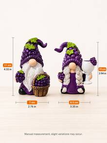Autumn Harvest Gnome Figurine, Thanksgiving Grape Resin Statue, Autumn Home Decor, Miniature Shelf Ornament, Tiered Tray Coffee Bar Countertop Display, Seasonal Harvest Display - Selected Items - View 5