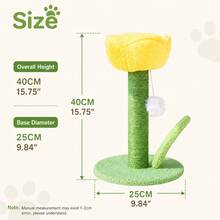 1 buah Tiang Penggaruk Kucing Berbentuk Tulip, Papan Penggaruk Kucing, Tali Sisal - tulip kuning - View 2