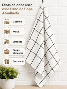 Kit 10, 5 ou 3 Pano De Prato Atoalhado Grande Copa Chef Copa Geométrico 100% Algodão - Castanho - Visão 5