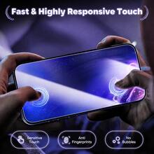 2PCS 2.5D Curved Full Coverage Tempered Glass Screen Protector Compatible With Iphone 18 Pro Max/17 Pro Max/17 Pro/17 Air/17/16 Pro Max/16 Pro/16 Plus/16/15/15 Plus/15 Pro/15 Pro Max/14/14 Plus/14 Pro/14 Pro Max/13/12/11/X/XS Max Series, 9H HD Clear Glass, Edge-To-Edge Fit, Scratch Resistant, Smooth Touch, Case Friendly - Black - View 5