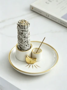 1pc 4-In-1 Resin Incense Burner, Sage Burning Holder, Incense Stick Holder, High-Quality Resin Incense Burner, Suitable For Meditation, Yoga And Home Decor Aromatherapy - 1PC - View 4