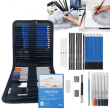 41件套美術用品套裝，彩色鉛筆美術工具組－素描石墨鉛筆附便攜收納盒，適合藝術家與成人初學者的理想學校美術用品，節日禮物 - 41件 - 查看 13