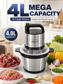 SOKANY 800W 4L Electric Meat Grinder, 220-240V Multifunctional Food Chopper, Stainless Steel Bowl, Dual-Layer 4-Blade, 2-Speed Control, Easy To Clean, Suitable For Meat, Vegetables, Garlic, Home Kitchen - Black - View 3